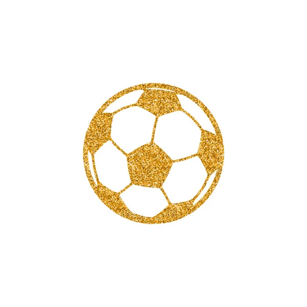Icona Con Pallone Calcio Texture Glitter Oro Illustrazione Vettoriale — Vettoriale Stock