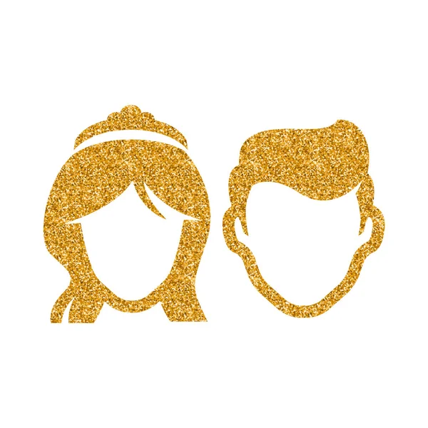 Значок Жениха Невесты Золотом Блеске Текстуры Векторная Иллюстрация — стоковый вектор