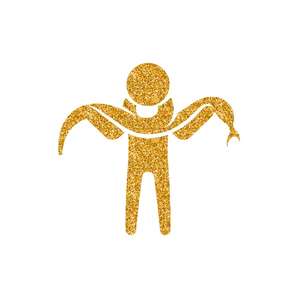 Άνθρωπος Που Κρατά Εικονίδιο Φίδι Χρυσό Γκλίτερ Υφή Εικονογράφηση Διάνυσμα — Διανυσματικό Αρχείο