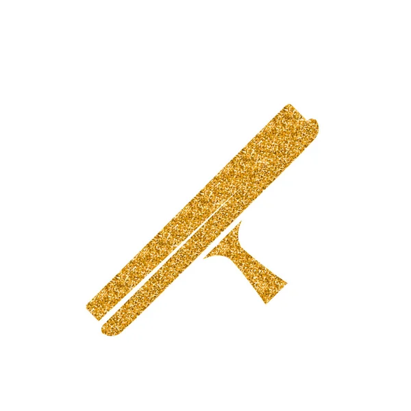 Cam Sıyırıcı Simgesi Altın Glitter Doku Vektör Çizim — Stok Vektör