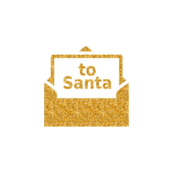 Santa Letterpictogram Goud Glitter Textuur Sparkle Luxe Stijl Vectorillustratie — Stockvector