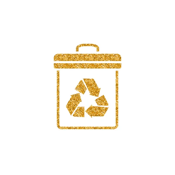 Ανακυκλώστε Εικονίδιο Κάδου Απορριμμάτων Στην Υφή Χρυσό Glitter Εικονογράφηση Διάνυσμα — Διανυσματικό Αρχείο