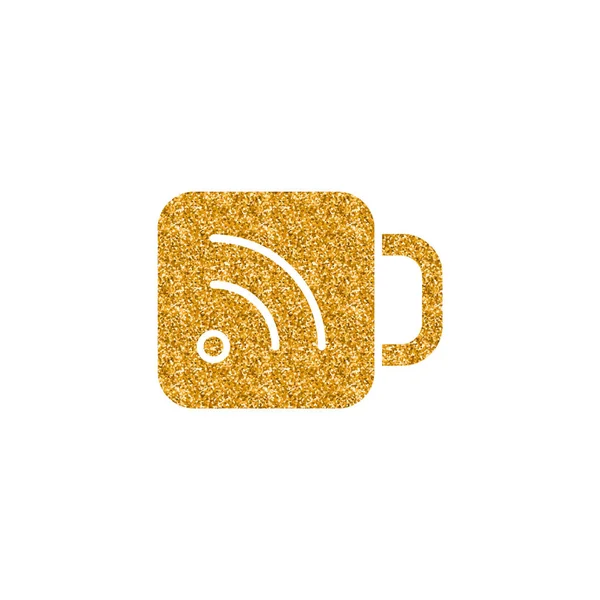 Cup Icon Rss Symbol Gold Glitter Texture Vector Illustration — Stock Vector