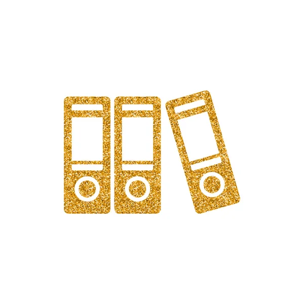 Icona Cartella Ufficio Texture Glitter Oro Illustrazione Vettoriale — Vettoriale Stock