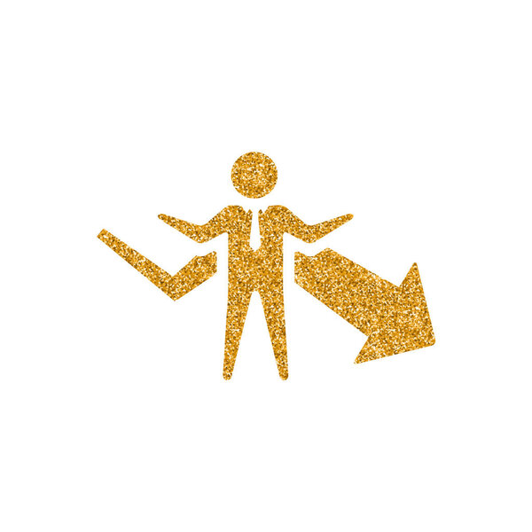 Businessman chart icon in gold glitter texture. Vector illustration.