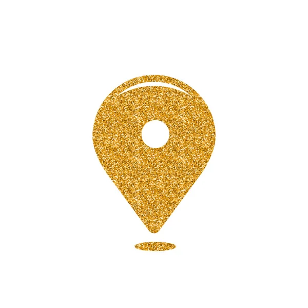PIN konumu harita simgesi altın glitter doku. Işıltı lüks stil vektör çizim.