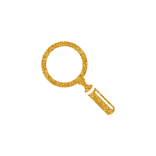 Увеличитель Значок Золотой Блеск Текстуры Векторная Иллюстрация Роскошном Стиле — стоковый вектор