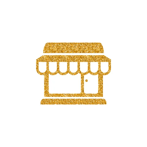 Shop Ikone Goldener Glitzertextur Vektorillustration — Stockvektor