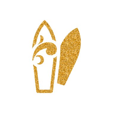 İnternet kurulu simge altın glitter doku. Işıltı lüks stil vektör çizim.