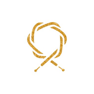 Bisiklet kablo simgesi altın glitter doku. Işıltı lüks stil vektör çizim.