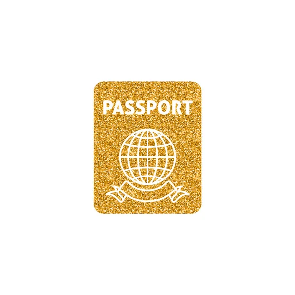 Passport Ikonen Guldglitter Konsistens Sparkle Lyx Stil Vektorillustration — Stock vektor