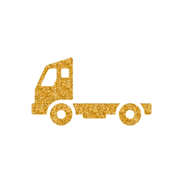 Prázdný Kontejner Lift Truck Ikonu Zlaté Třpytky Textury Sparkle Luxusní — Stockový vektor