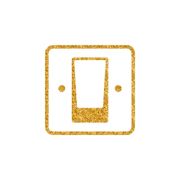 Ícone Interruptor Elétrico Textura Brilho Ouro Sparkle Luxo Estilo Vetor —  Vetores de Stock