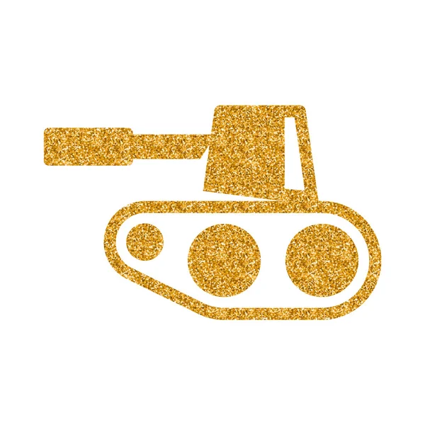 Tank Symbol Gold Glitzertextur Funkeln Luxus Stil Vektor Illustration — Stockvektor