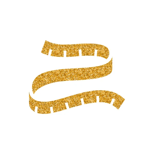 Ölçüm bandı simgesi altın glitter doku. Işıltı lüks stil vektör çizim.