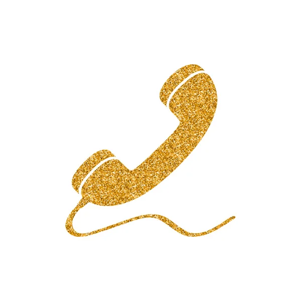 Ikona Telefonu Bezprzewodowego Złoty Brokat Tekstury Blask Luksusu Styl Wektor — Wektor stockowy