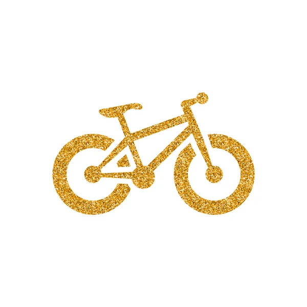 Fat Tire Bicycle Icon Gold Glitter Texture Sparkle Luxury Style — Stock Vector