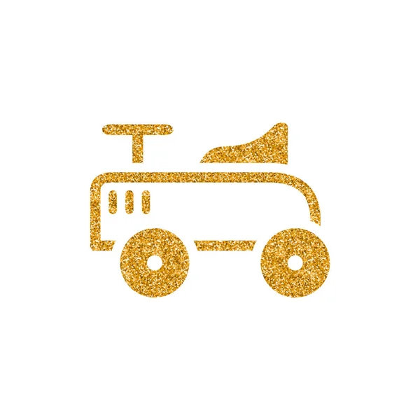 Toy Car Icon Gold Glitter Texture Sparkle Luxury Style Vector — Stock Vector