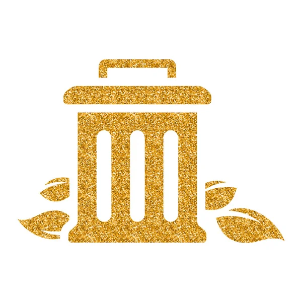 Icona Cestino Texture Glitter Oro Illustrazione Vettoriale Stile Lusso Scintillante — Vettoriale Stock