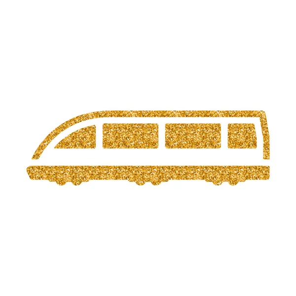 Tram Icon Gold Glitter Texture Sparkle Luxury Style Vector Illustration — Stock Vector