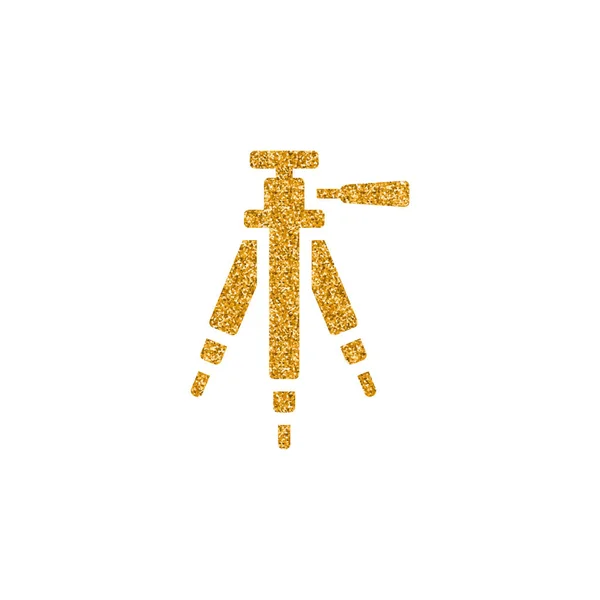 Kamerastativ Symbol Goldener Glitzertextur Funkeln Luxus Stil Vektor Illustration — Stockvektor