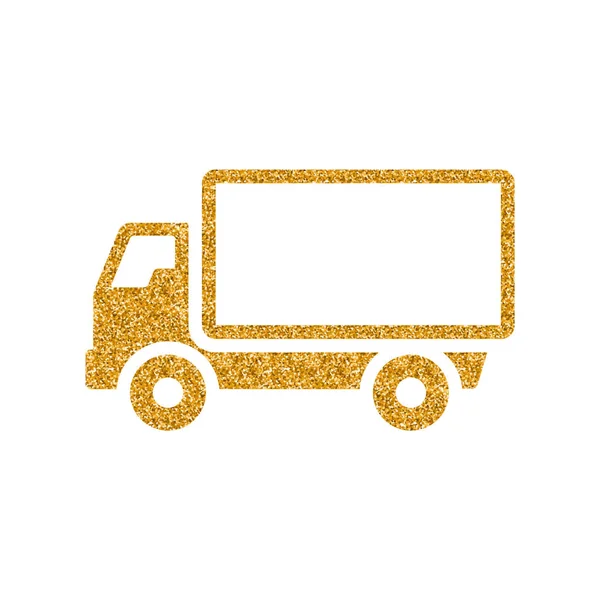Icono Camión Textura Brillo Oro Sparkle Lujo Estilo Vector Ilustración — Vector de stock