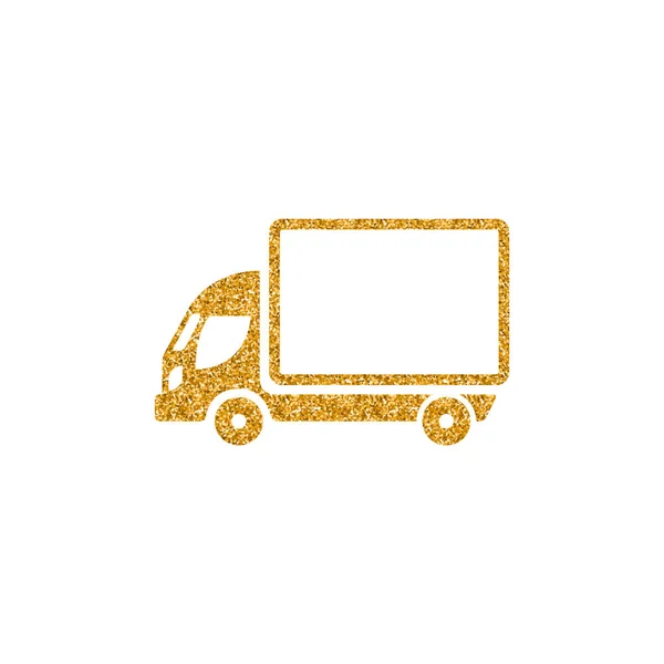 Ícone Caminhão Ouro Brilho Textura Sparkle Luxo Estilo Vetor Ilustração — Vetor de Stock