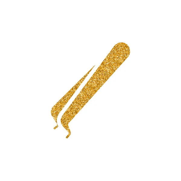 Pinzetten Symbol Goldener Glitzertextur Funkeln Luxus Stil Vektor Illustration — Stockvektor