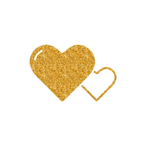 Значок Форме Сердца Золотой Блеск Текстуры Векторная Иллюстрация Роскошном Стиле — стоковый вектор