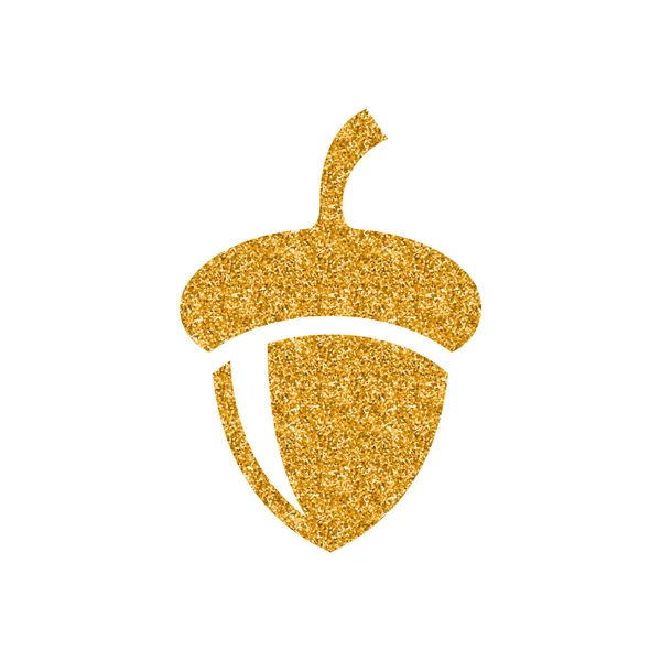Βελανίδι Σπόρων Εικονίδιο Στην Υφή Χρυσό Glitter Σπινθηρίζον Πολυτελές Στυλ — Διανυσματικό Αρχείο