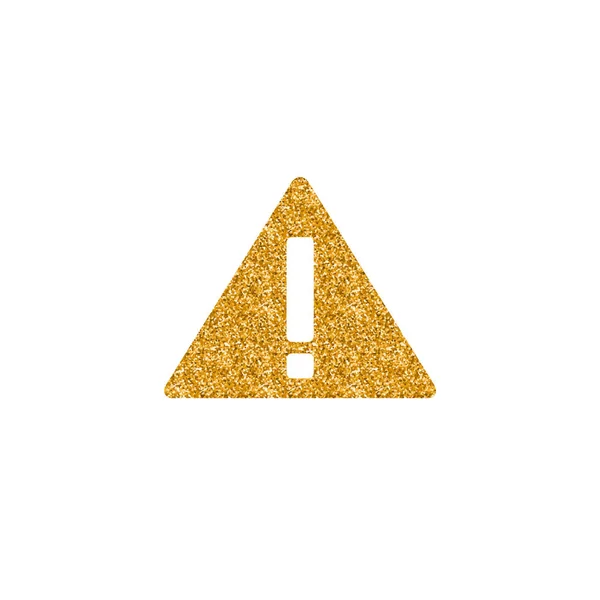Signo Advertencia Icono Textura Brillo Oro Sparkle Lujo Estilo Vector — Vector de stock