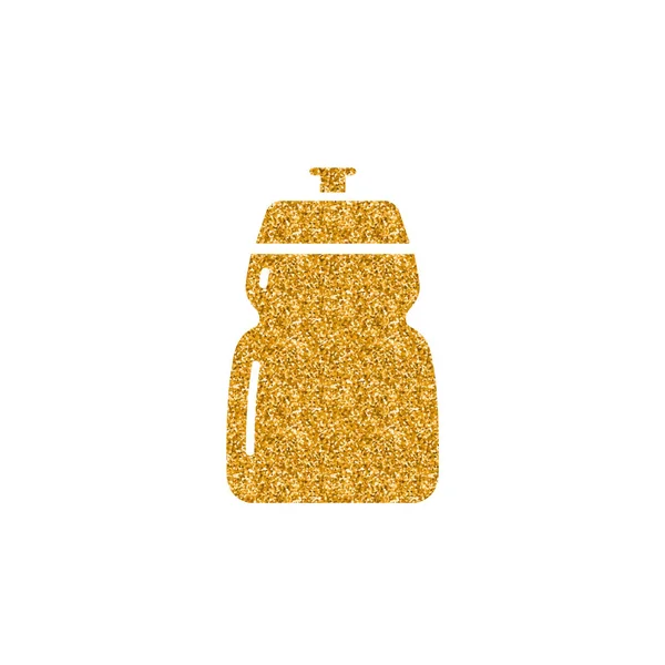 循环水瓶图标金色闪光纹理 闪耀奢华风格矢量插画 — 图库矢量图片