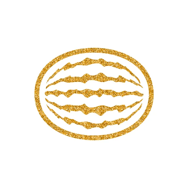水メロン アイコン ゴールドラメ テクスチャ 輝き高級スタイルのベクトル図 — ストックベクタ