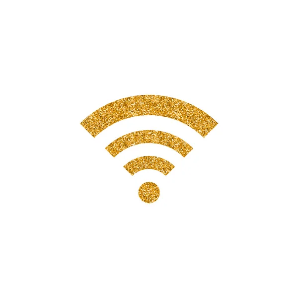 Wifi Symbol Icon Gold Glitter Texture Sparkle Luxury Style Vector — Stock Vector