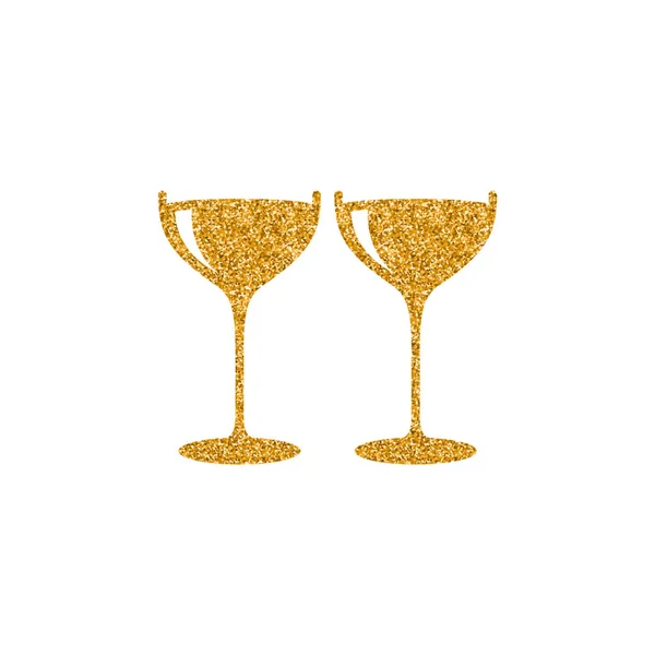 Ícone Vidro Vinho Ouro Brilho Textura Sparkle Luxo Estilo Vetor — Vetor de Stock