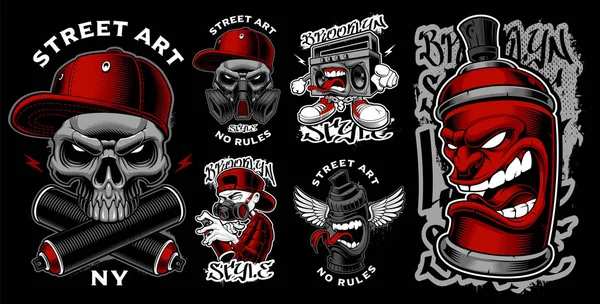 Set of graffiti illustrations. Vector Graphics