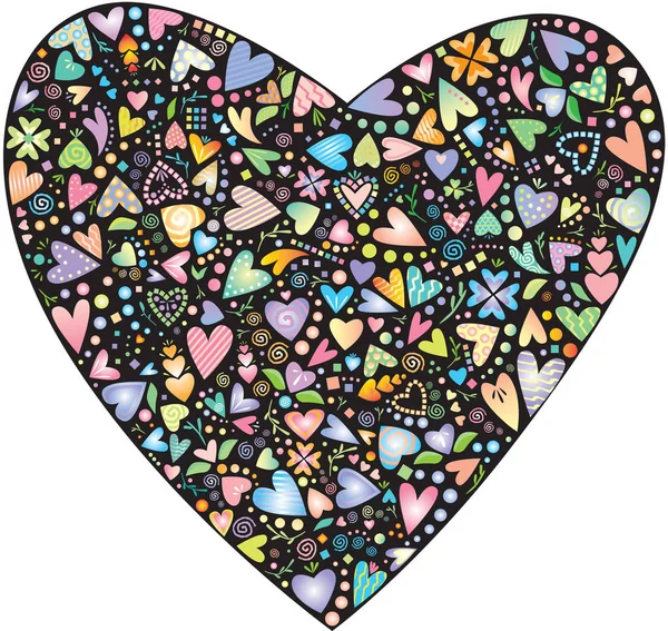 Όμορφη Αγίου Βαλεντίνου Απεικόνιση Καρδιά Γεμάτη Ποικιλία Από Μικρότερες Τις — Διανυσματικό Αρχείο