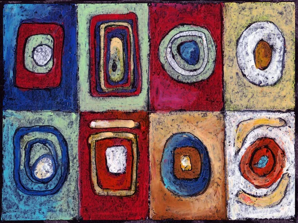 Büfe - soyut çok renkli pastel çizim. Modern bir iç mekan için iyi bir resim