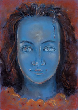 Mavi deri ve kıvırcık saçlı Avatar