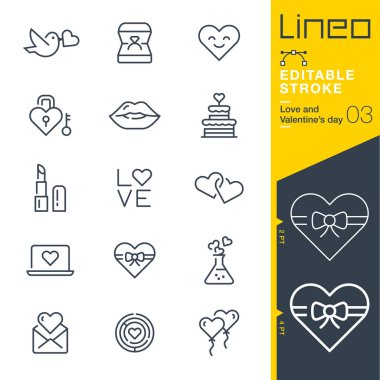 Lineo düzenlenebilir kontur - aşk ve Sevgililer günü satır simgeler