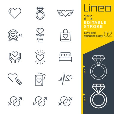 Lineo düzenlenebilir kontur - aşk ve Sevgililer günü satır simgeler