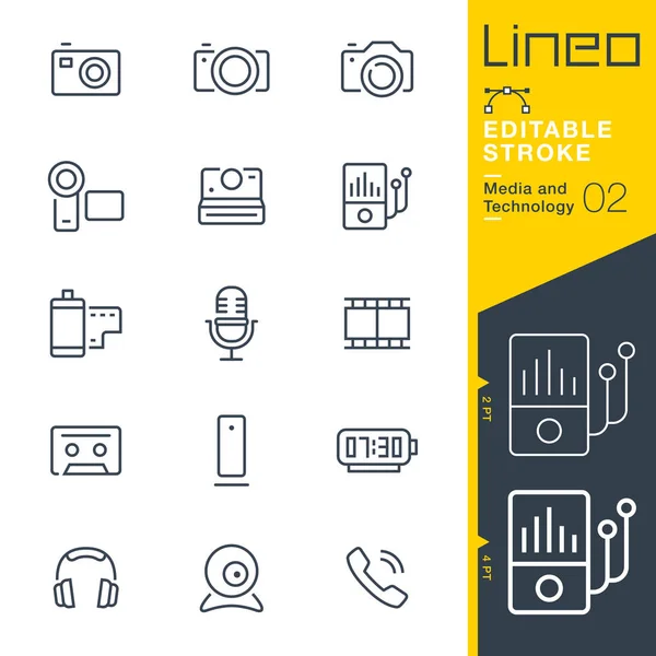 Lineo Editable Stroke Iconos Línea Medios Tecnología — Vector de stock