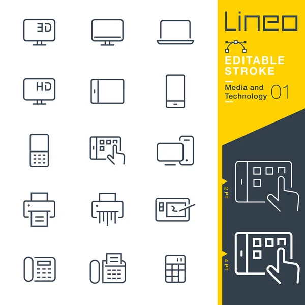 Course Modifiable Lineo Icônes Ligne Médias Technologie — Image vectorielle