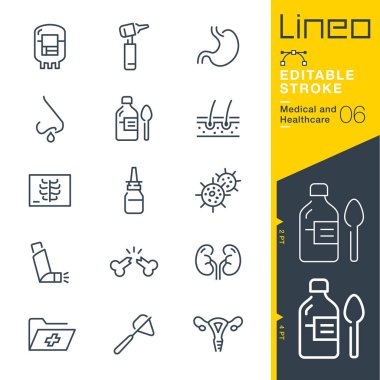 Lineo düzenlenebilir kontur - tıbbi ve sağlık hattı simgeler