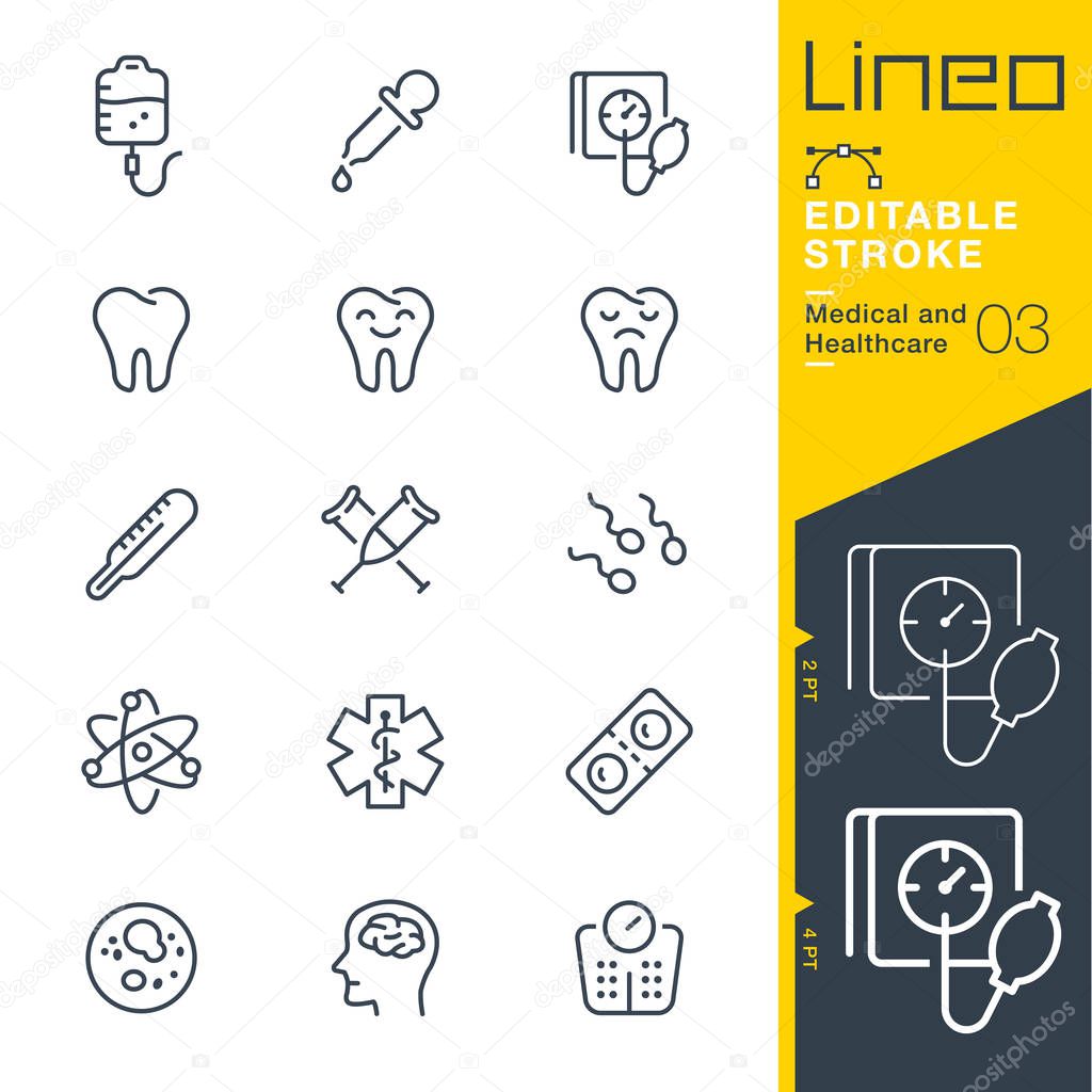Lineo Editable Stroke - Medical and Healthcare line icons