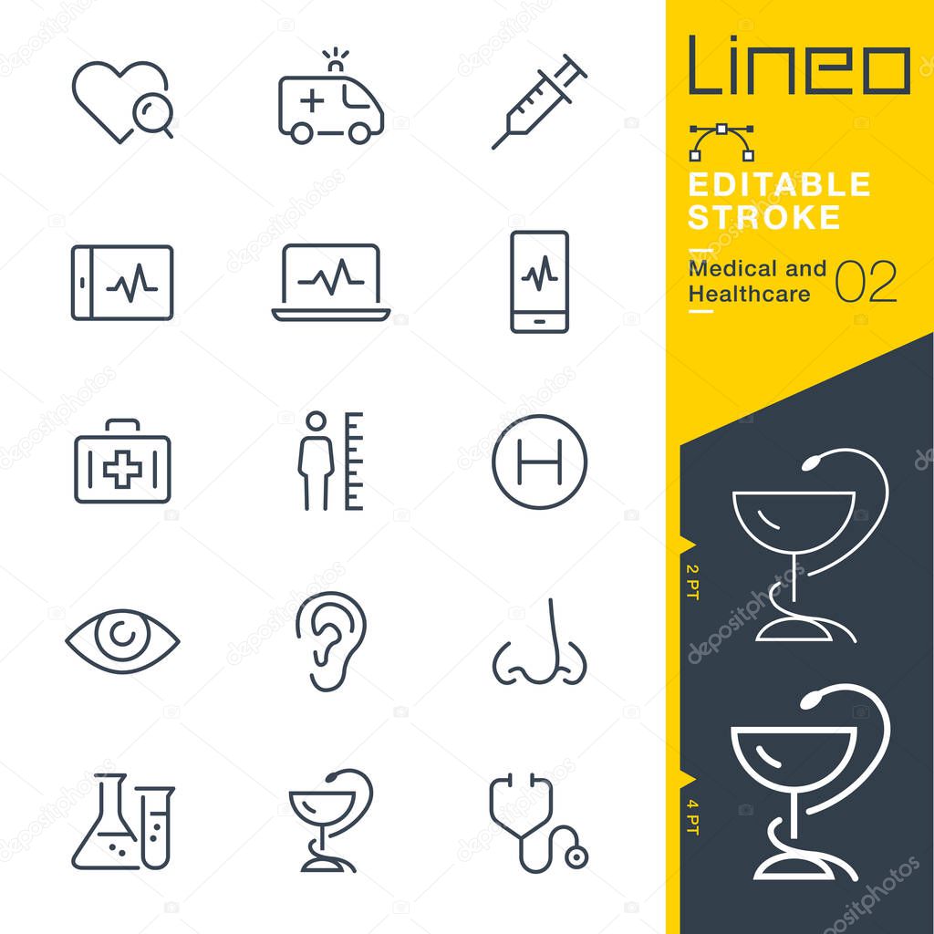 Lineo Editable Stroke - Medical and Healthcare line icons