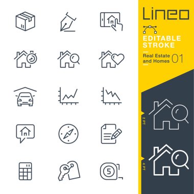 Lineo düzenlenebilir kontur - Emlak ve Homes satır simgeler