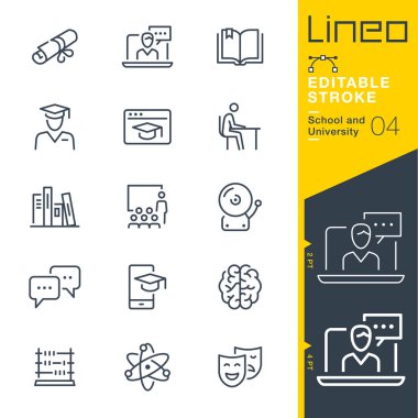 Lineo düzenlenebilir kontur - okul ve üniversite hattı simgeler