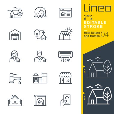 Lineo düzenlenebilir kontur - Emlak ve Homes satır simgeler