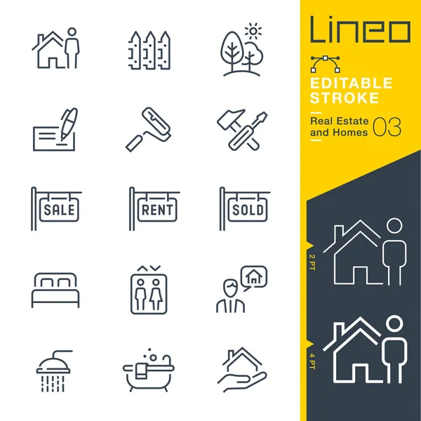 Course Modifiable Lineo Icônes Ligne Immobilier Maisons — Image vectorielle